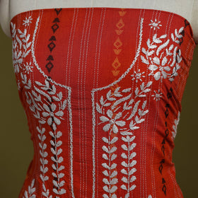 Black - lucknowi chikankari work jacquard unstitched kurta