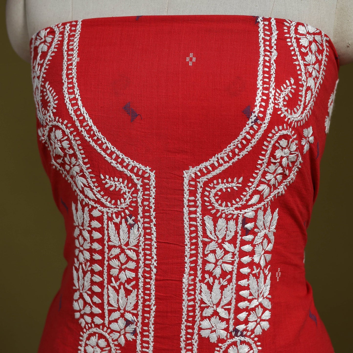 Black - lucknowi chikankari work jacquard unstitched kurta