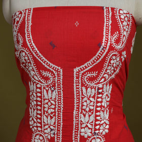 Black - lucknowi chikankari work jacquard unstitched kurta