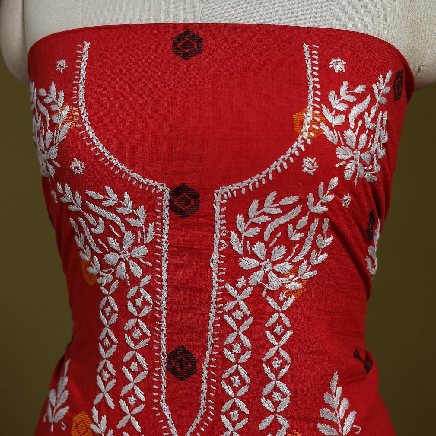 Lucknowi chikankari work jacquard unstitched kurta material