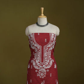 Black - lucknowi chikankari work jacquard unstitched kurta