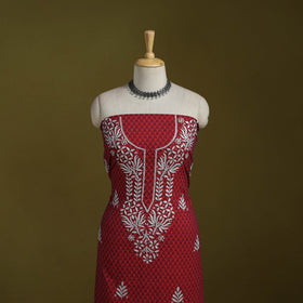 Black - lucknowi chikankari work jacquard unstitched kurta