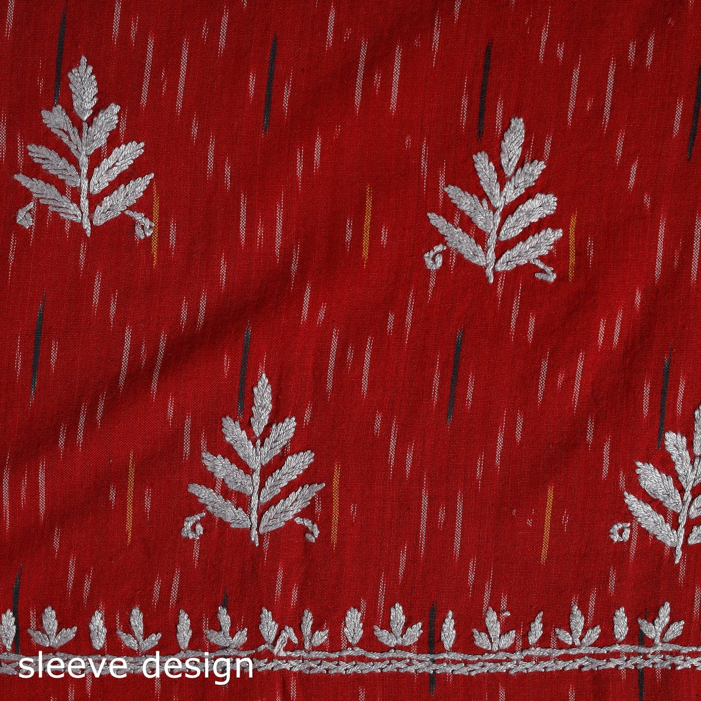 Lucknowi chikankari work pochampally ikat unstitched kurta