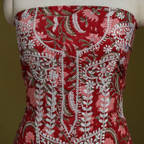Lucknowi chikankari work sanganeri unstitched kurta