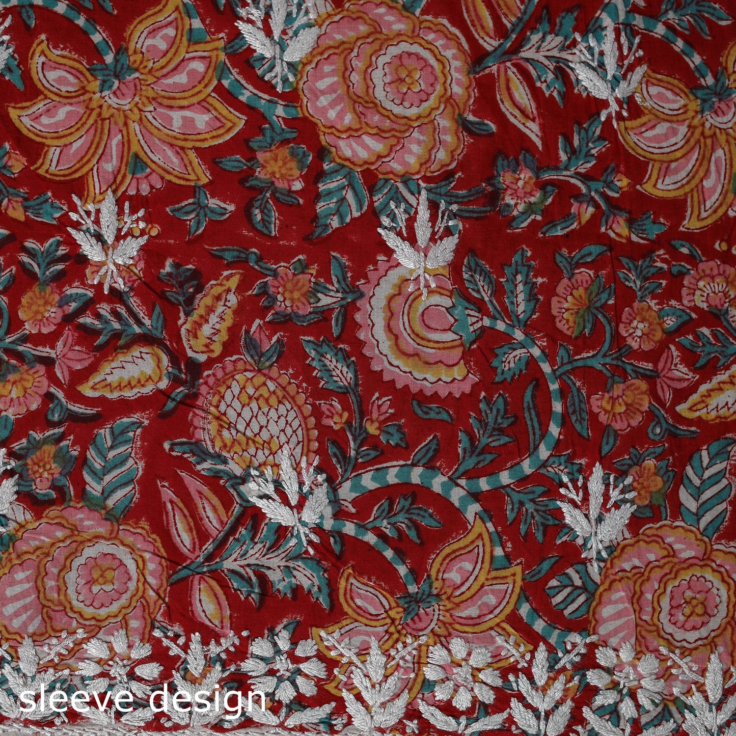 Lucknowi chikankari work sanganeri unstitched kurta