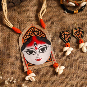 Red - maa durga bishnupur handpainted fabart jute jewellery