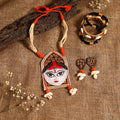Red - maa durga bishnupur handpainted fabart jute jewellery