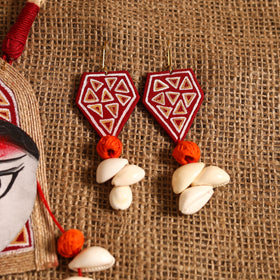 Red - maa durga bishnupur handpainted fabart jute jewellery