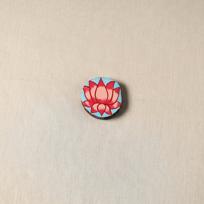 Madhubani handpainted pine wood fridge magnet 12