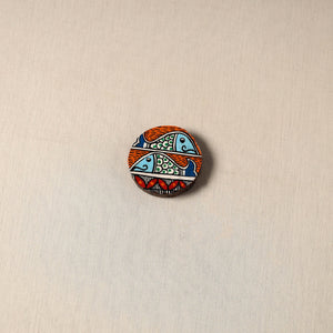 Madhubani handpainted pine wood fridge magnet 20