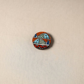 Madhubani handpainted pine wood fridge magnet 20