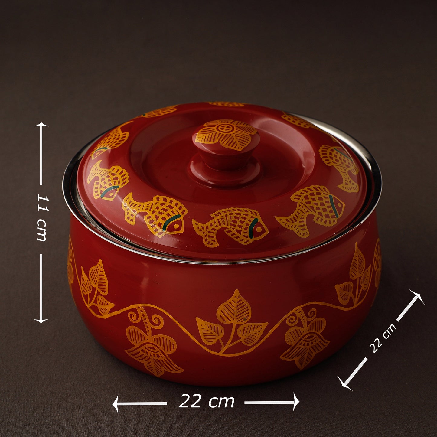  Madhubani Handpainted Stainless Steel Casserole 