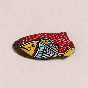 Madhubani handpainted wooden fridge magnet 19 - handcrafted