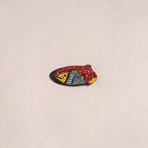 Madhubani handpainted wooden fridge magnet 19 - handcrafted