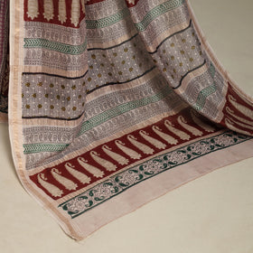 Red - handloom maheshwari silk bagh saree 02 - handcrafted