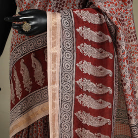 Red - handloom maheshwari silk bagh saree 04 - handcrafted