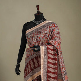 Red - handloom maheshwari silk bagh saree 04 - handcrafted