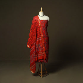 Maheshwari silk hand block ajrakh print 3pc unstitched