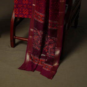 Maheshwari silk hand block ajrakh print 3pc unstitched