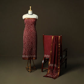 Maheshwari silk hand block bagru print 3pc unstitched dress