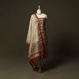 Maheshwari silk hand block bagru print 3pc unstitched dress