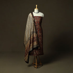 Maheshwari silk hand block bagru print 3pc unstitched dress