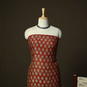 Maheshwari silk hand block bagru print 3pc unstitched dress