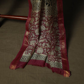 Maheshwari silk hand block bagru print 3pc unstitched dress