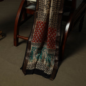 Maheshwari silk hand block bagru print 3pc unstitched dress