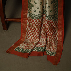 Maheshwari silk hand block bagru print 3pc unstitched dress