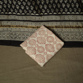 Maheshwari silk hand block bagru print 3pc unstitched dress