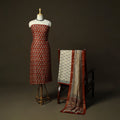 Maheshwari silk hand block bagru print 3pc unstitched dress