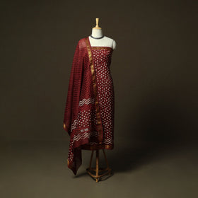 Maheshwari silk hand block bagru print 3pc unstitched dress