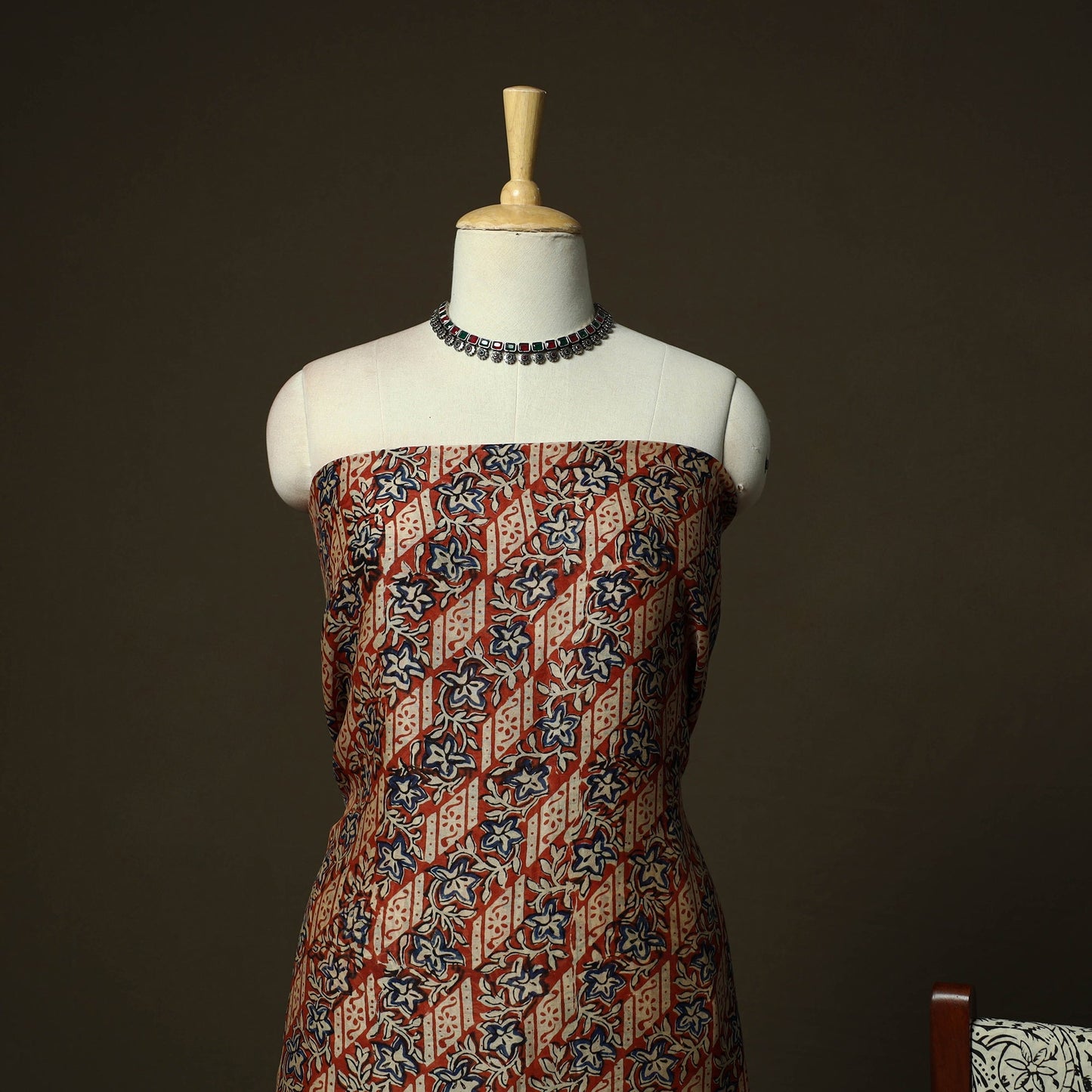 Maheshwari silk hand block bagru print 3pc unstitched dress