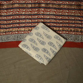 Maheshwari silk hand block bagru print 3pc unstitched dress