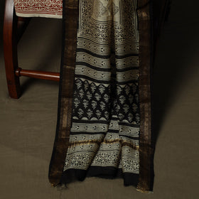 Maheshwari silk hand block bagru print 3pc unstitched dress