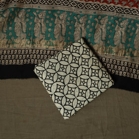 Maheshwari silk hand block bagru print 3pc unstitched dress