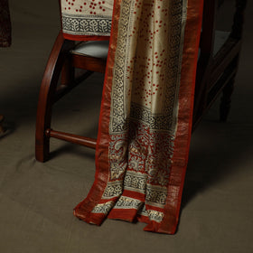 Maheshwari silk hand block bagru print 3pc unstitched dress