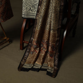 Maheshwari silk hand block bagru print 3pc unstitched dress