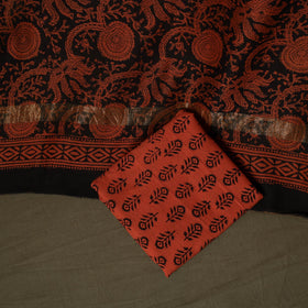 Maheshwari silk hand block sanganeri print 3pc unstitched
