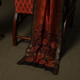 Maheshwari silk hand block sanganeri print 3pc unstitched