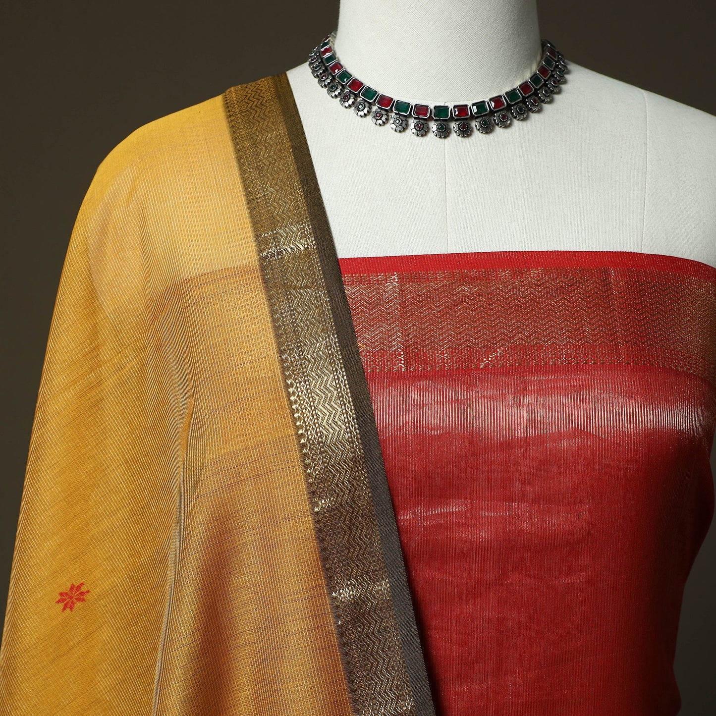Maheshwari silk handloom zari buti 2pc unstitched dress