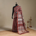 Red - maheshwari silk natural dyed bagh saree with zari