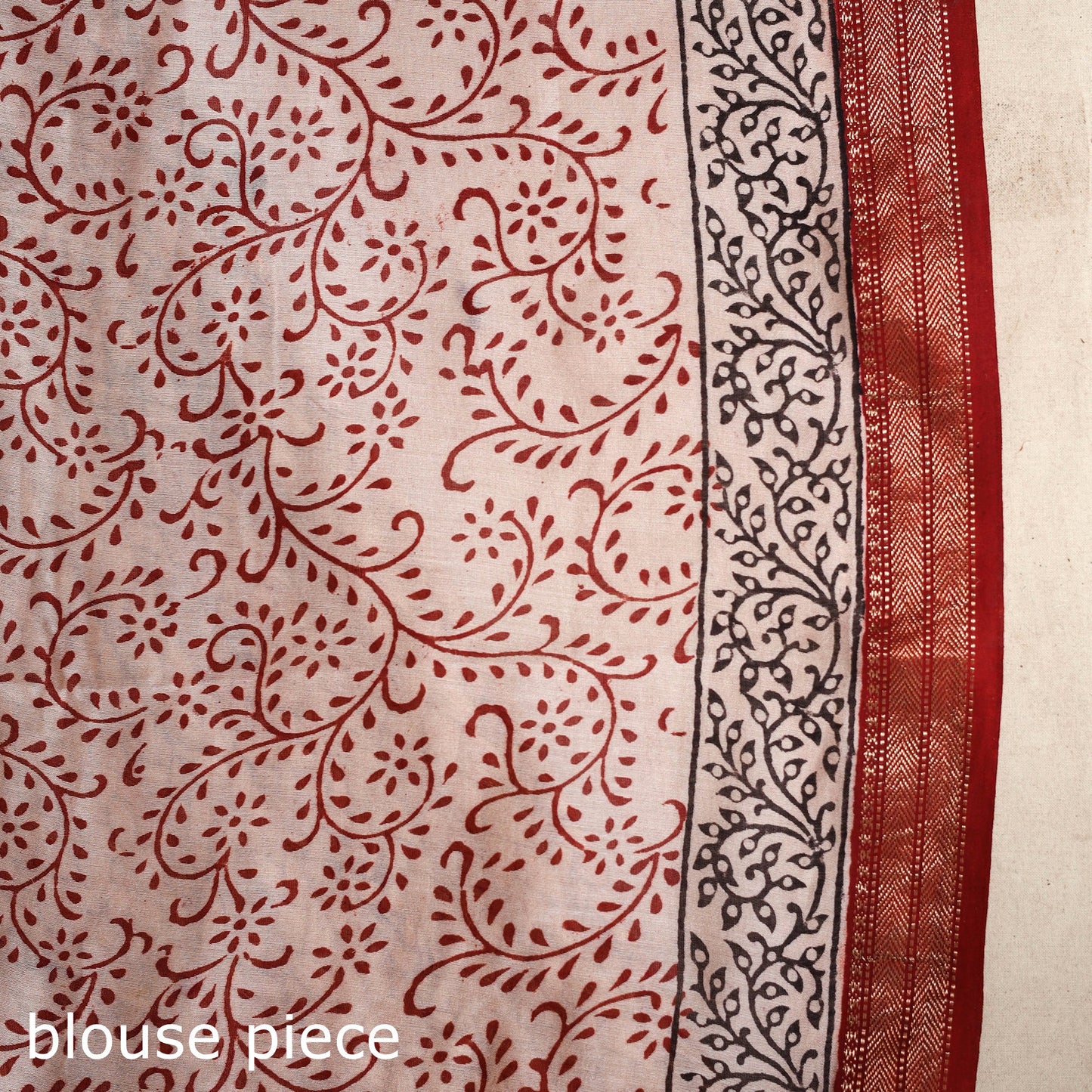 Red - maheshwari silk natural dyed bagh saree with zari
