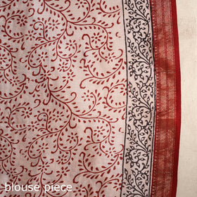 Red - maheshwari silk natural dyed bagh saree with zari