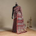 Red - maheshwari silk natural dyed bagh saree with zari