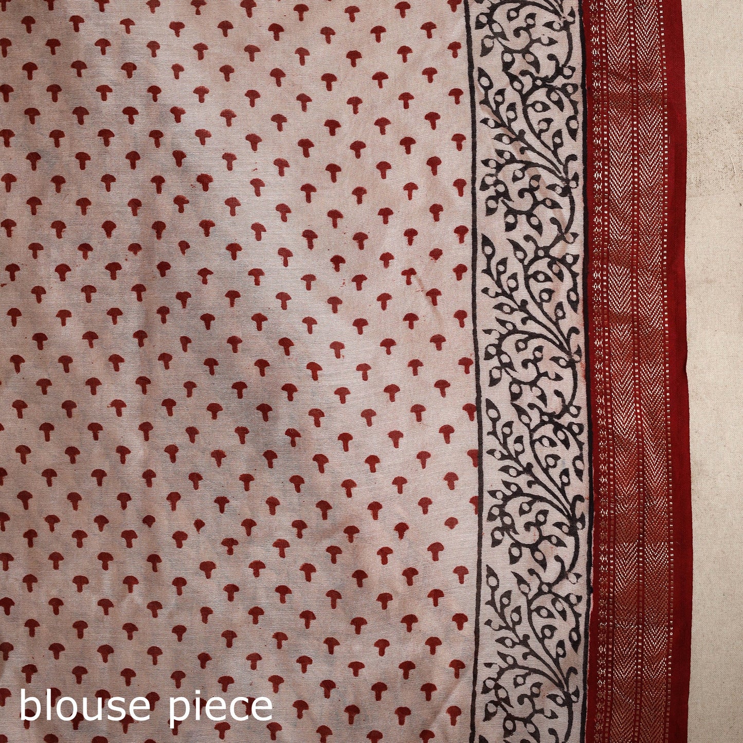 Red - maheshwari silk natural dyed bagh saree with zari