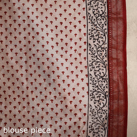 Red - maheshwari silk natural dyed bagh saree with zari