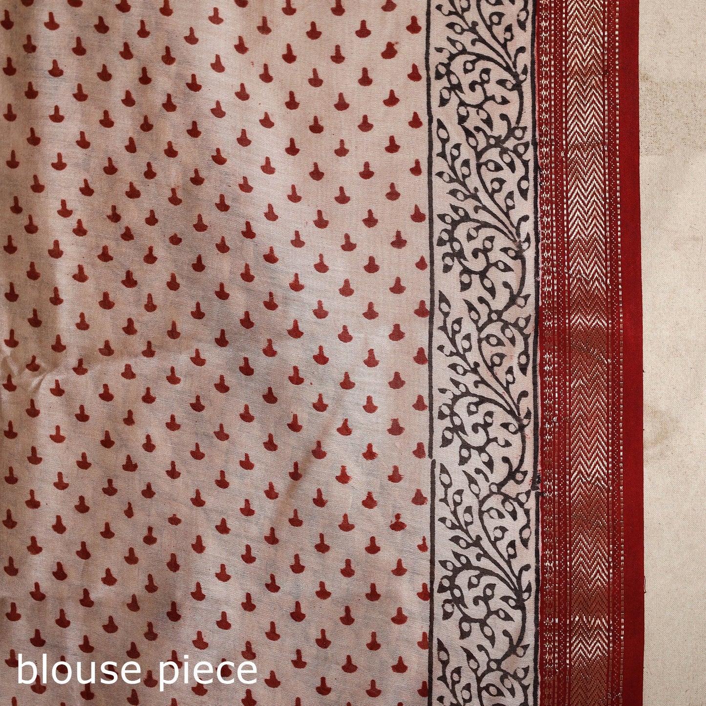 Red - maheshwari silk natural dyed bagh saree with zari