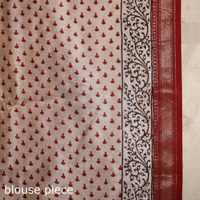 Red - maheshwari silk natural dyed bagh saree with zari